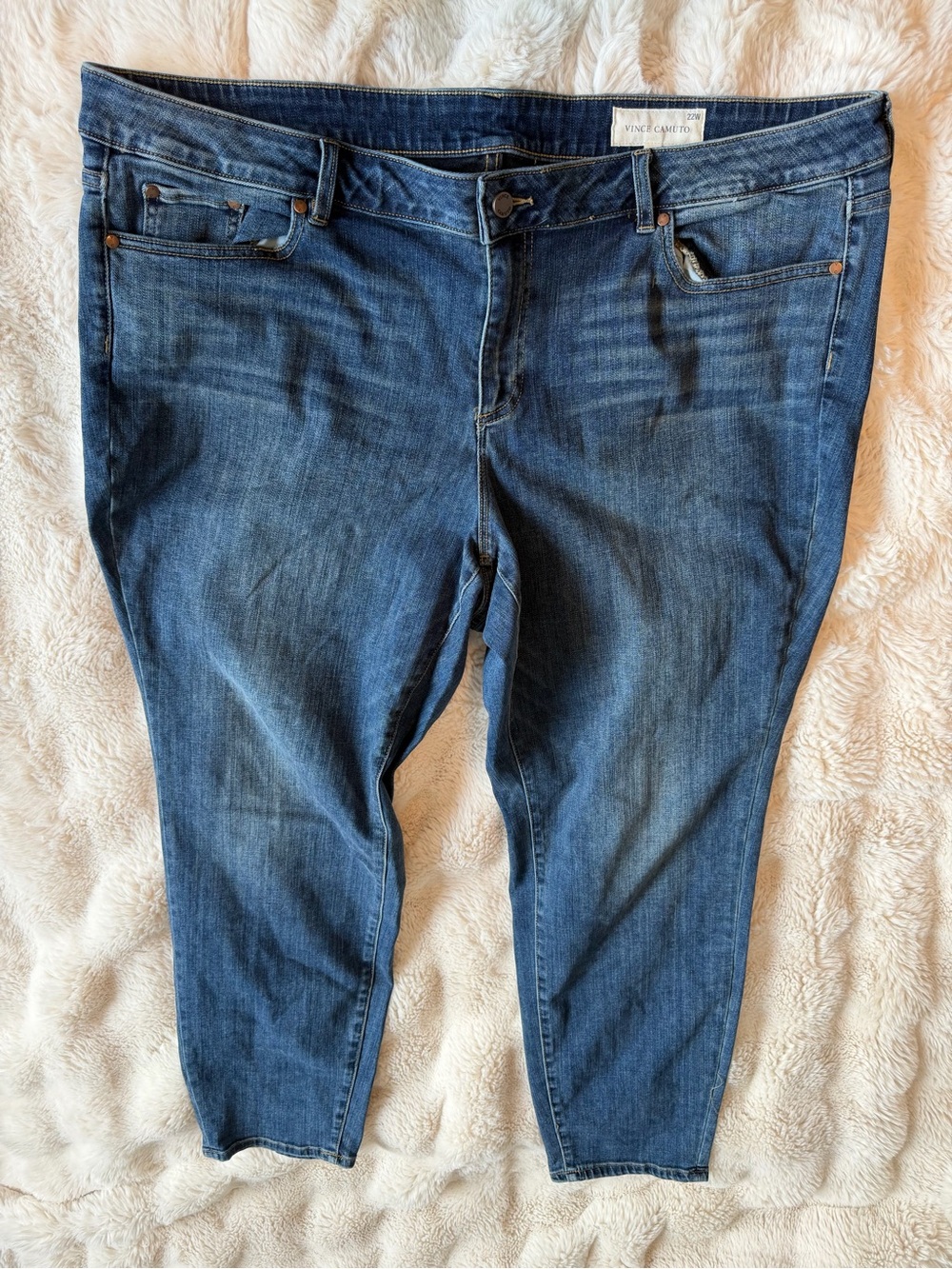 Vince Camuto 22W Medium Wash Slim Straight Ankle Jeans Stretch Denim